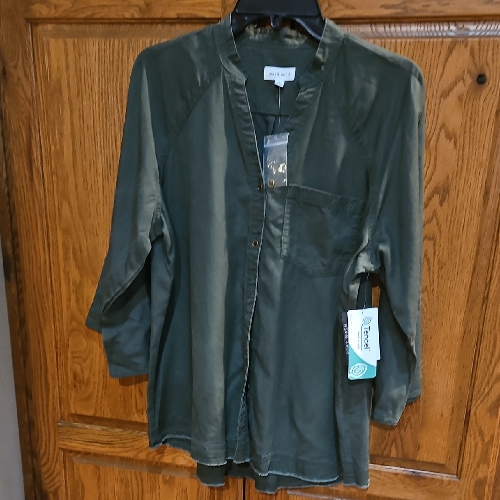 Westbound Green Button-Down Women's Shirt Dillards brand new
